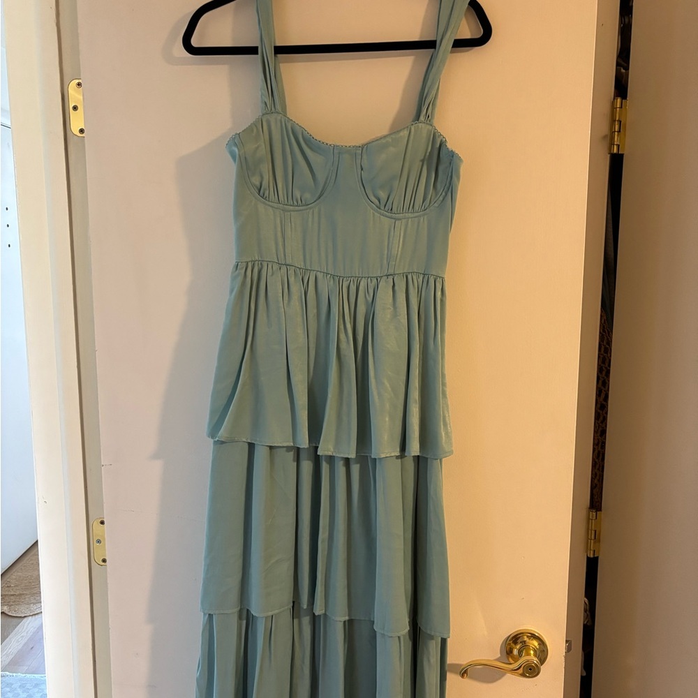 WeWoreWhat Corset Blue Midi Dress